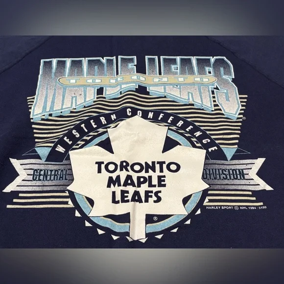 Vintage 1994 Toronto Maple Leafs Short Sleeved Sweatshirt Large - Picture 3 of 5